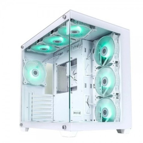 REVENGER BASE DYNAMIC MID TOWER ATX DESKTOP CASING WITH 10 ARGB FANS CONTROL BY SWITCH (WHITE)