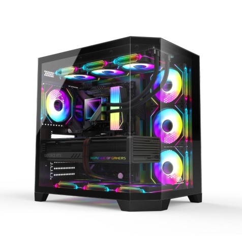 Revenger Air Box 7 ARGB Infinity Fans with Remote Controller Full Tower Black Desktop Gaming Case (Tempered Glass Window)